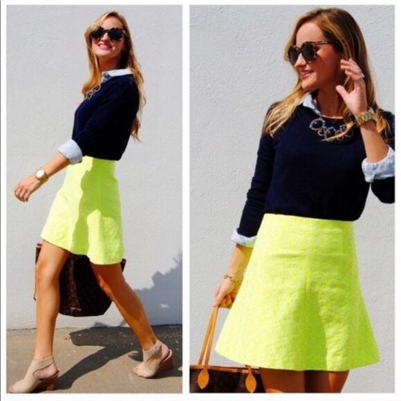 J. Crew Dresses & Skirts - J. Crew Jacquard Skirt in Neon Floral